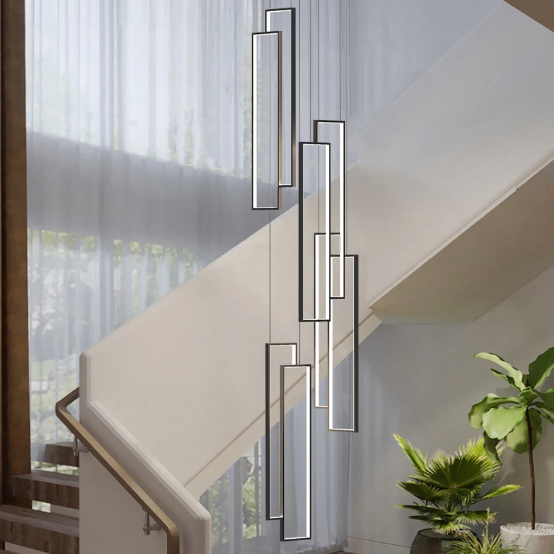 Imagem -04 - Modern Stair Dimmable Led Luzes Pingente Home Decor Sala de Estar Lustre Duplex Villa Iluminação Pendurado Lâmpada