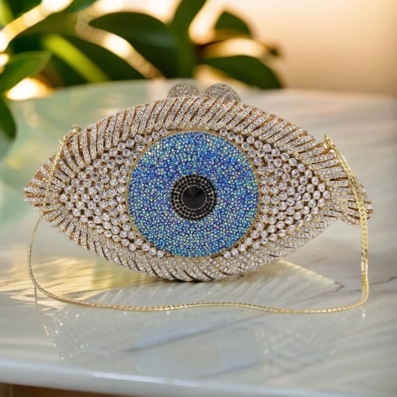 Luxury 3D Evil Eye Crystal Clutch, Full Rhinestone Evening Handbag, Unique Gift for Women Wedding Party