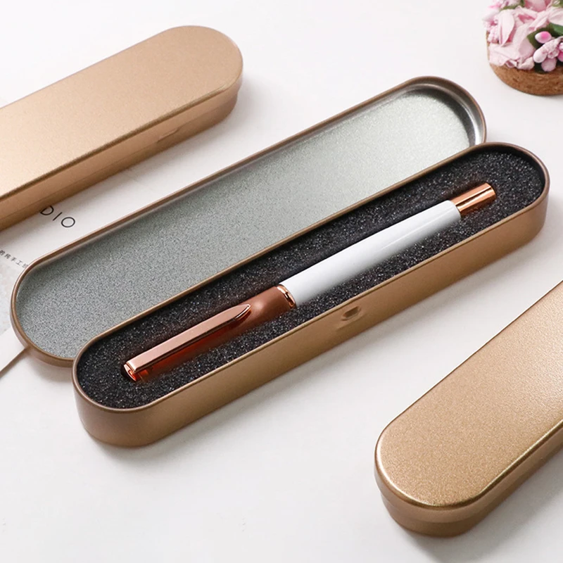 17x2cm Black Metal Pen Box High Quality Protection Box For Fountain Pen Pencils Stationery Gift Box Office School Supplies