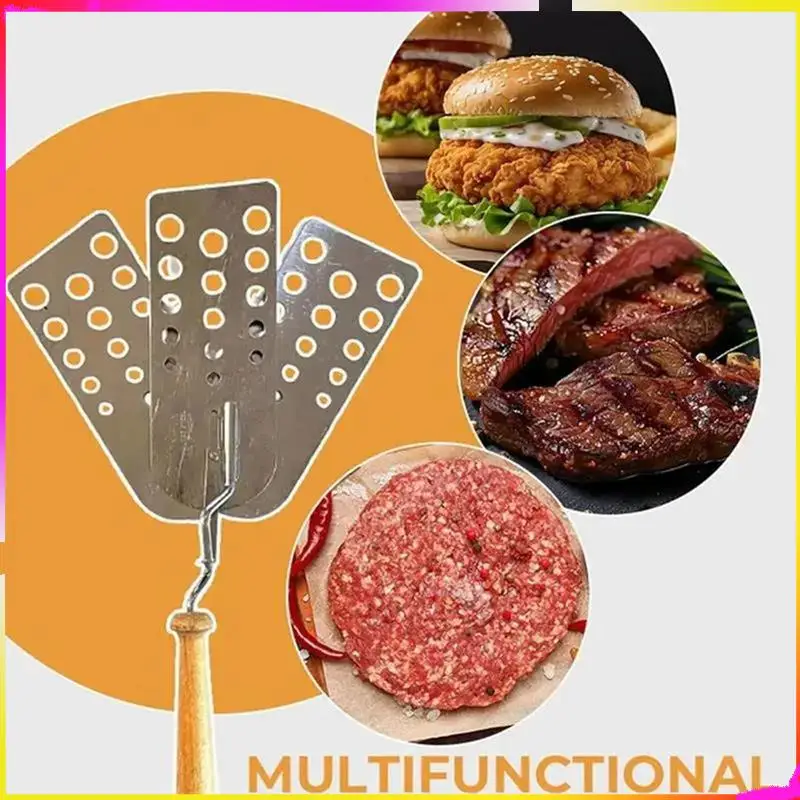 M04K уличная лопатка для барбекю из нержавеющей стали с прорезями, портативный скребок для гамбургеров, посуда