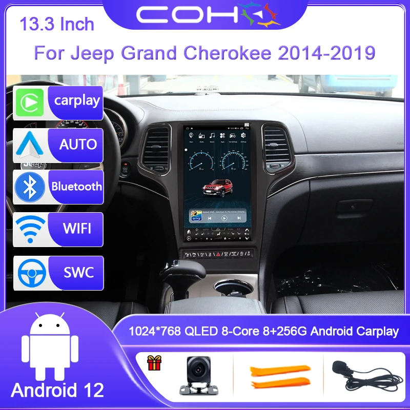 

13.3 Inch For Jeep Grand Cherokee 2014-2019 1024*768 Resolution Car Multimedia Player Gps Radio Android 12 Octa Core Carplay