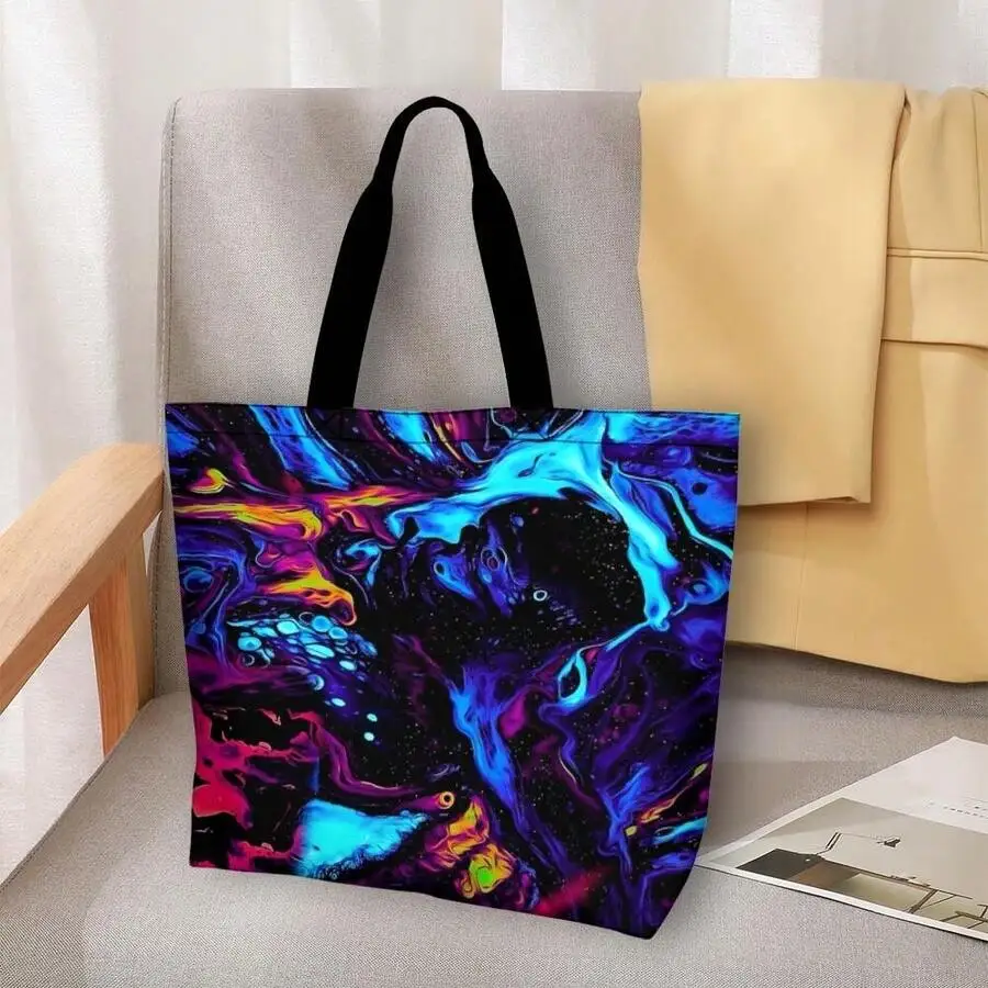 

Galaxy Fluid Art Tote Bag For Adults | Abstract Nebula Design Casual Tote