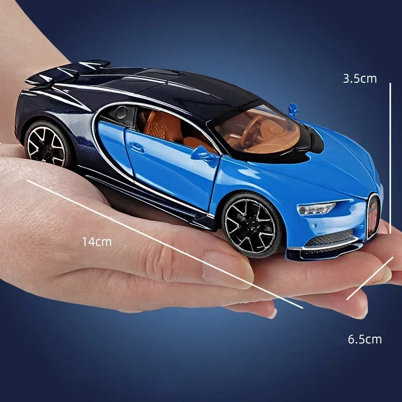 1:32 Chiron Sportwagen Metall-Spielzeugauto Legierungsfahrzeug Druckguss-Modellauto mit Sound und Licht Geschenkmodell