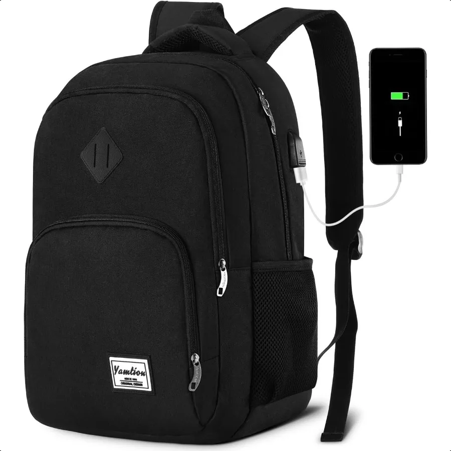 

Backpack for Men and WomenSchool Backpack for Teenager 15.6 inch Laptop Bookbag with USB Charging port for Busin Work College T