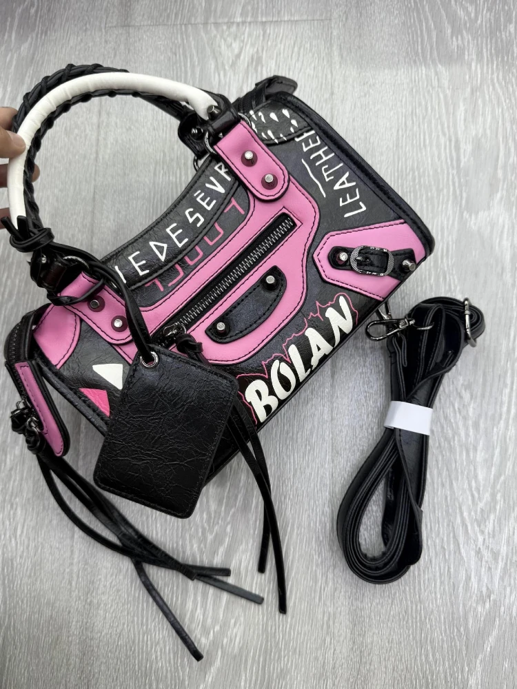 2026 Fashion Women Handbags Motorcycle Bags Quality Tote Bag Shoulder Bags Nice Colorful Motorcycle Bag