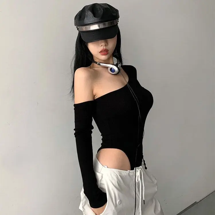 Bodysuit mit Strasssteinen für Damen, mittellang, knielang, bequem, atmungsaktiv, leicht, weich, schlicht, einfarbig, solide Basis-Unterbekleidung, sexy