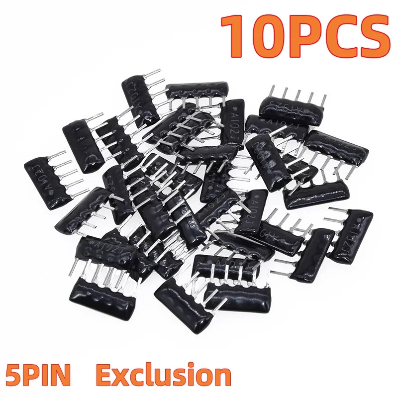 10PCS 5-Pin DIP Resistor Network, Isolated/Exclusion Type, 220Ω 330Ω 470Ω 510Ω 560Ω 2.2K 3.3K 10K 20K 100K 330K 510K Ohm, SIP Re