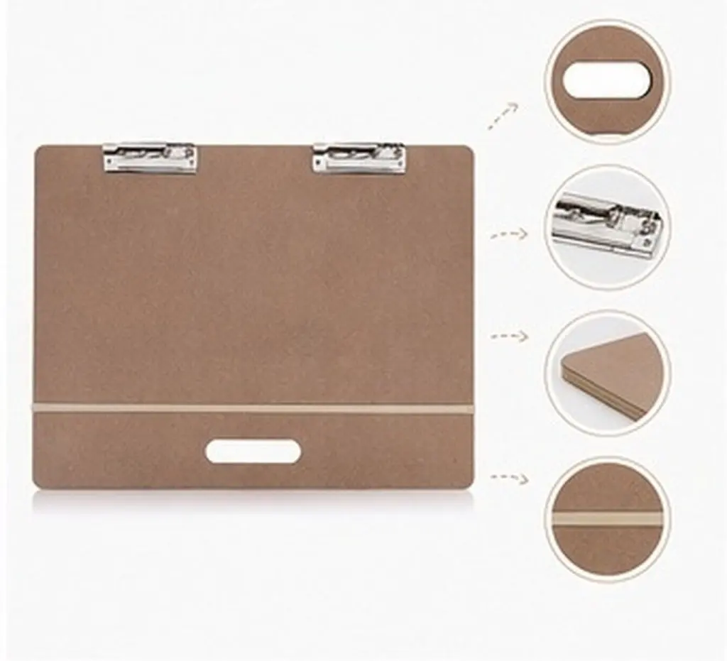 A3 Portable Artist Sketch Board Handle Durable Metal Clip Strap Stable Drawing Surface Classroom Studio Art Drawing Board
