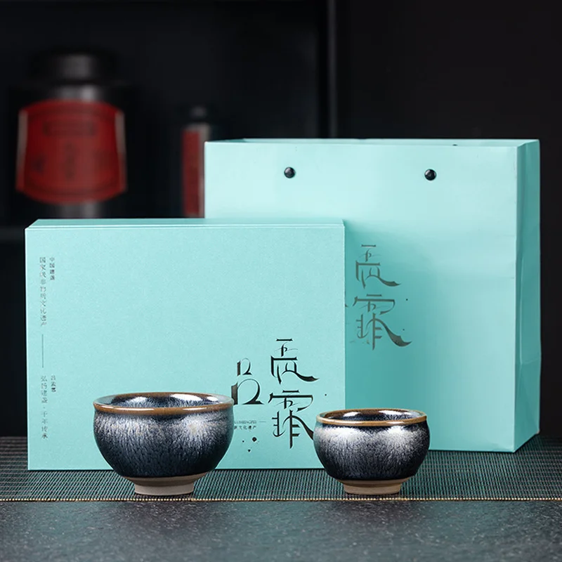 

Jianyang Jianzhan Lv Mengfei - Starry Night (general Cup) Pure Handmade Cup Lovers Cup Gift Box Tea Set