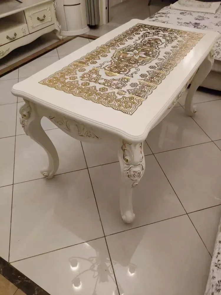 Postmodern TieHo European Style Living Room Coffee Table Wood Rectangle Ivory White Center Table Modern Small Apartment