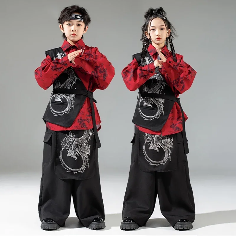 

Chinese Style Stage Outfit For Children Jazz Dance Costume Hip Hop Kpop Dance Wear Kids Fashion Show Performance Clothing