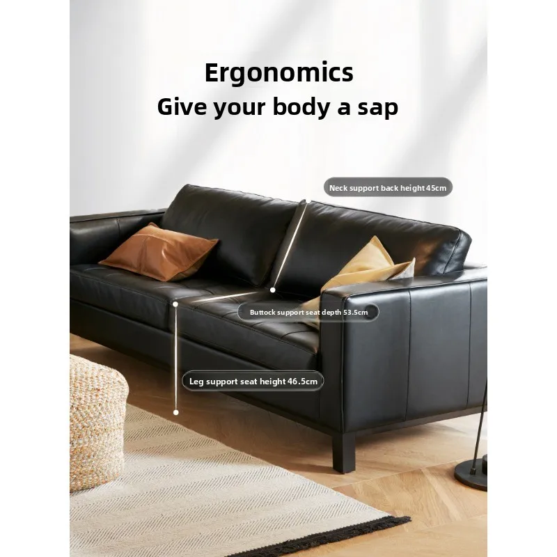 American leather sofa, high-end atmosphere and high-grade first-layer cowhide three-person sofa in the living room