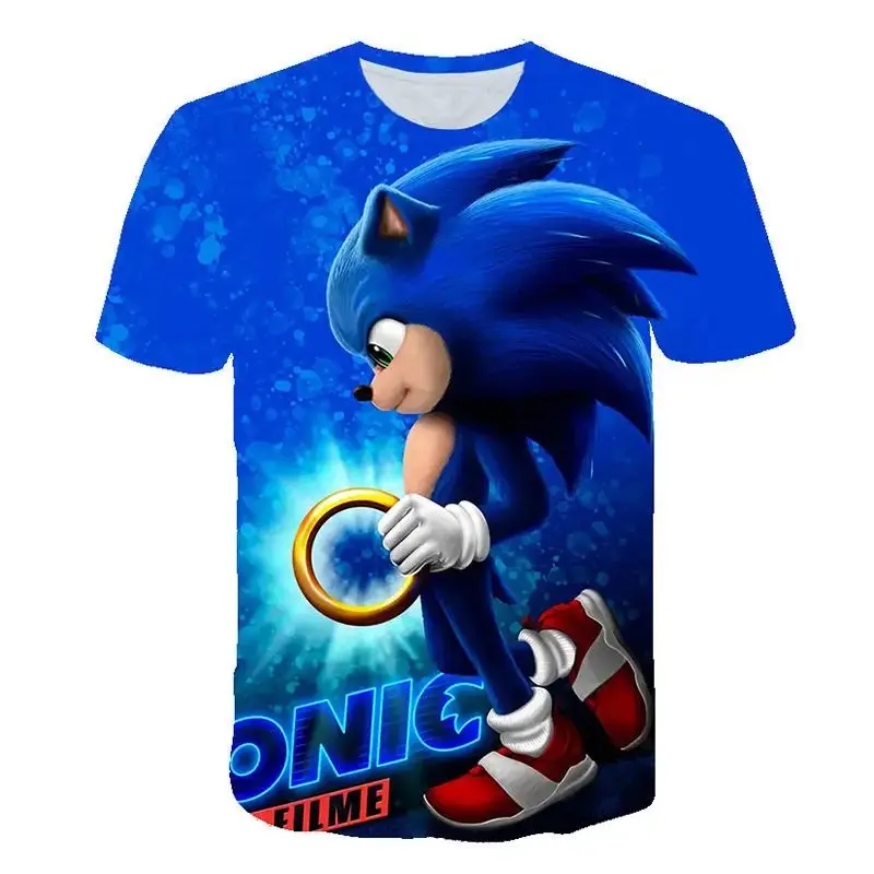 2026 Anime Cartoon Sonic The Hedgehog 3D Printed Casual Fast Drying Breathable Comfortable Parent Child Short Sleeve T-shirt