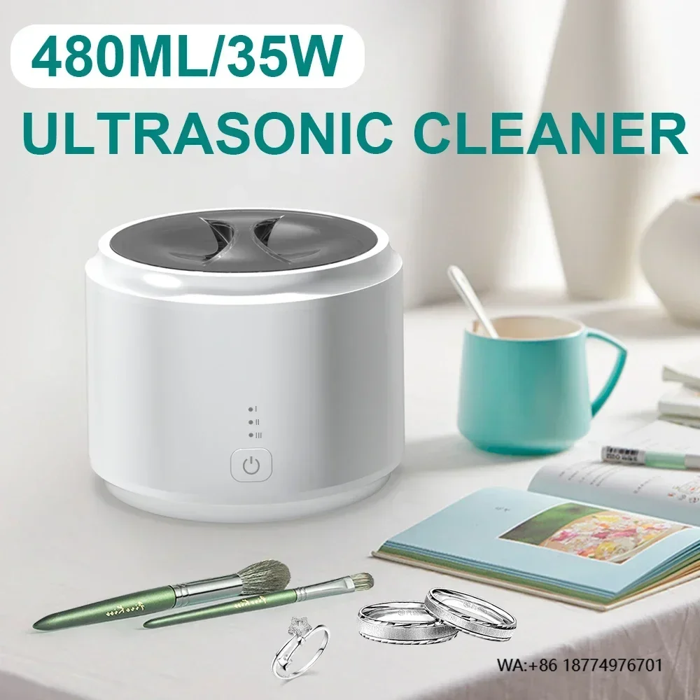 

Household 480ml Ultrasonic Jewellery Cleaner Small Portable Denture Eyeglasses Coins Silver Cleaning Machine