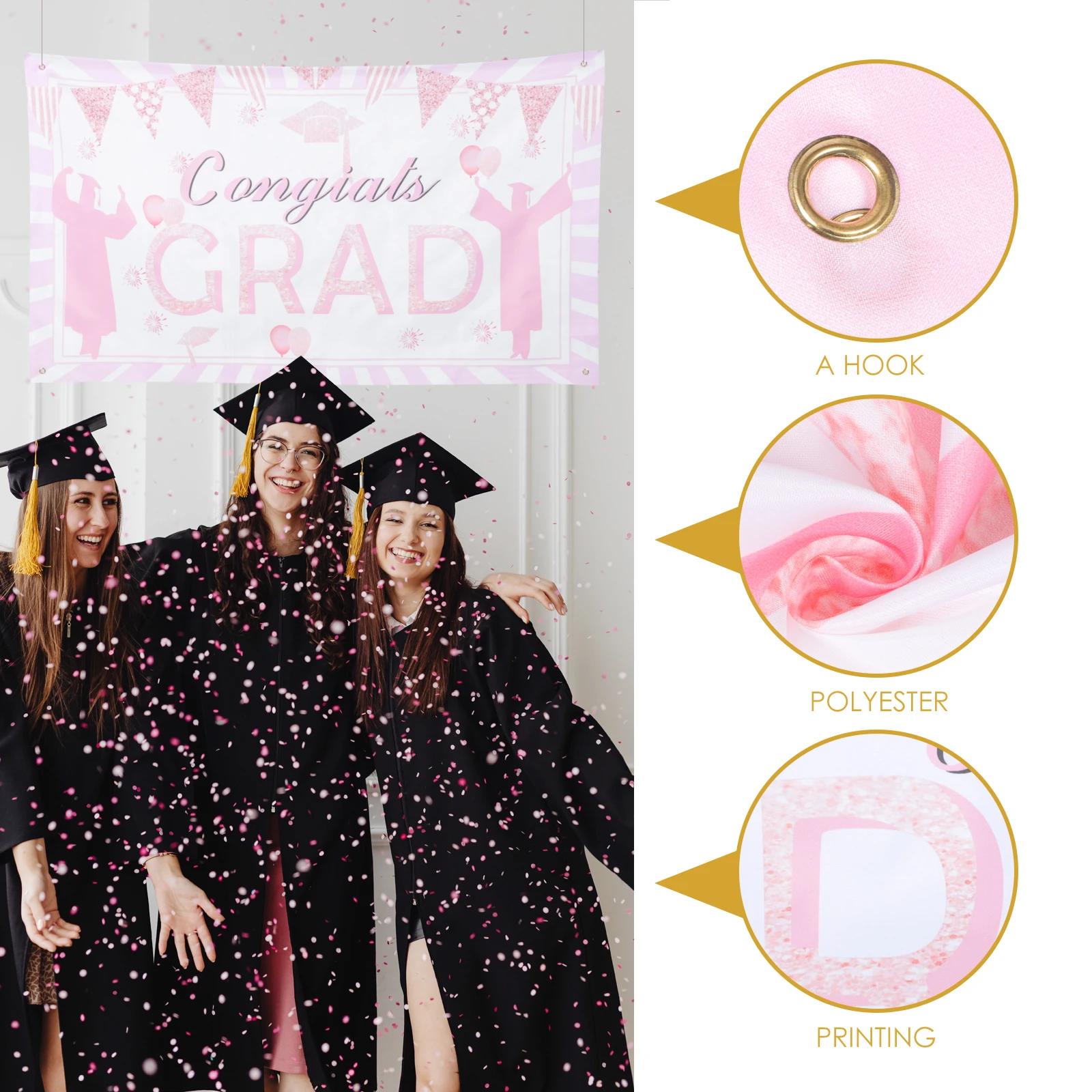 Graduation Party Curtains Background Backdrop Decorations 2022 Celebration Supplies Easy Carry Rich Colors Text Design