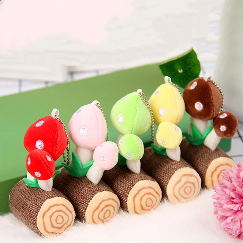 Creativo carino simulazione pianta bambola cartone animato farcito ciondolo fungo peluche portachiavi zaino fascino regalo di natale per bambini ragazze