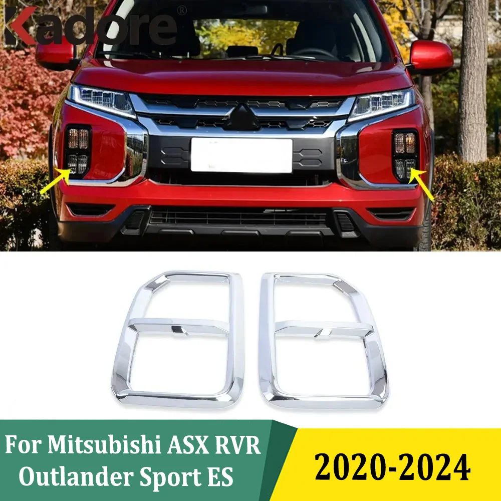 

For Mitsubishi RVR/ASX/Outlander Sport ES 2020-2023 2024 Chrome Front Foglight Fog Light Lamps Cover Trim Exterior Accessories