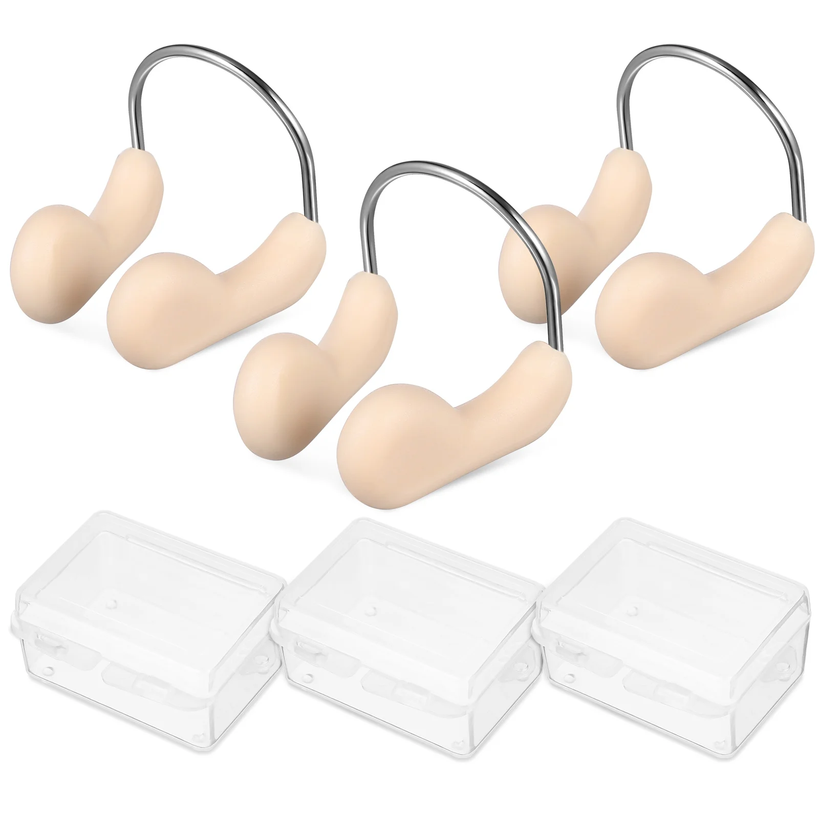 3 Pcs Swimming Nose Clip Kids Clips For Supply Water Proof Steel Wire Silica Gel Plugs Adults Child