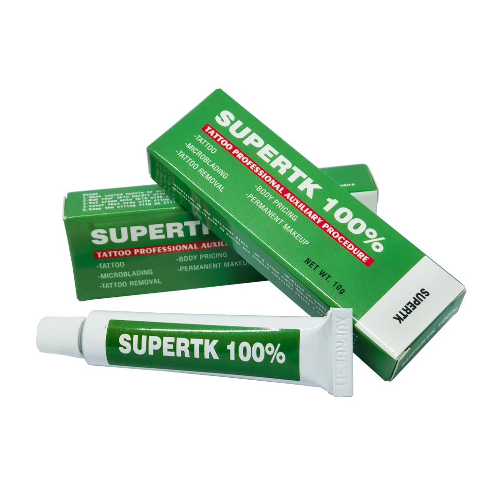 High Quality Green 100% Supertk Tattoo Cream Before Permanent Makeup Microblading Piercing Face and Body Tattoo Art Beauty 10g