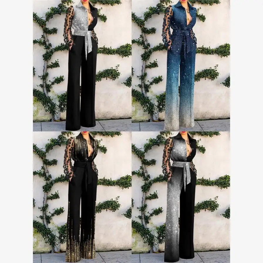 Primavera Estate 2023 Pantaloni lunghi Sve Dr con stampa in pizzo da donna Pantaloni a gamba larga Pendolarismo Sle Fibra di poliestere a vita media Diamante...