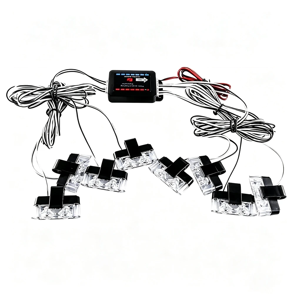 2 LED Vehicle Clip Signal Light Universal Car Front Grille Emergency Strobe Light Yellow LED Flash Lamp DIY Accessories - view 2