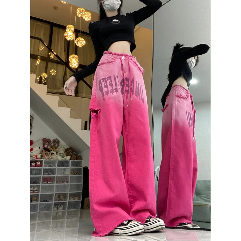 Pants Real Shot Real Price! European and American Style High Street Vibe Pants Y2K Millennium Straight Tie-Dye Flared Jeans