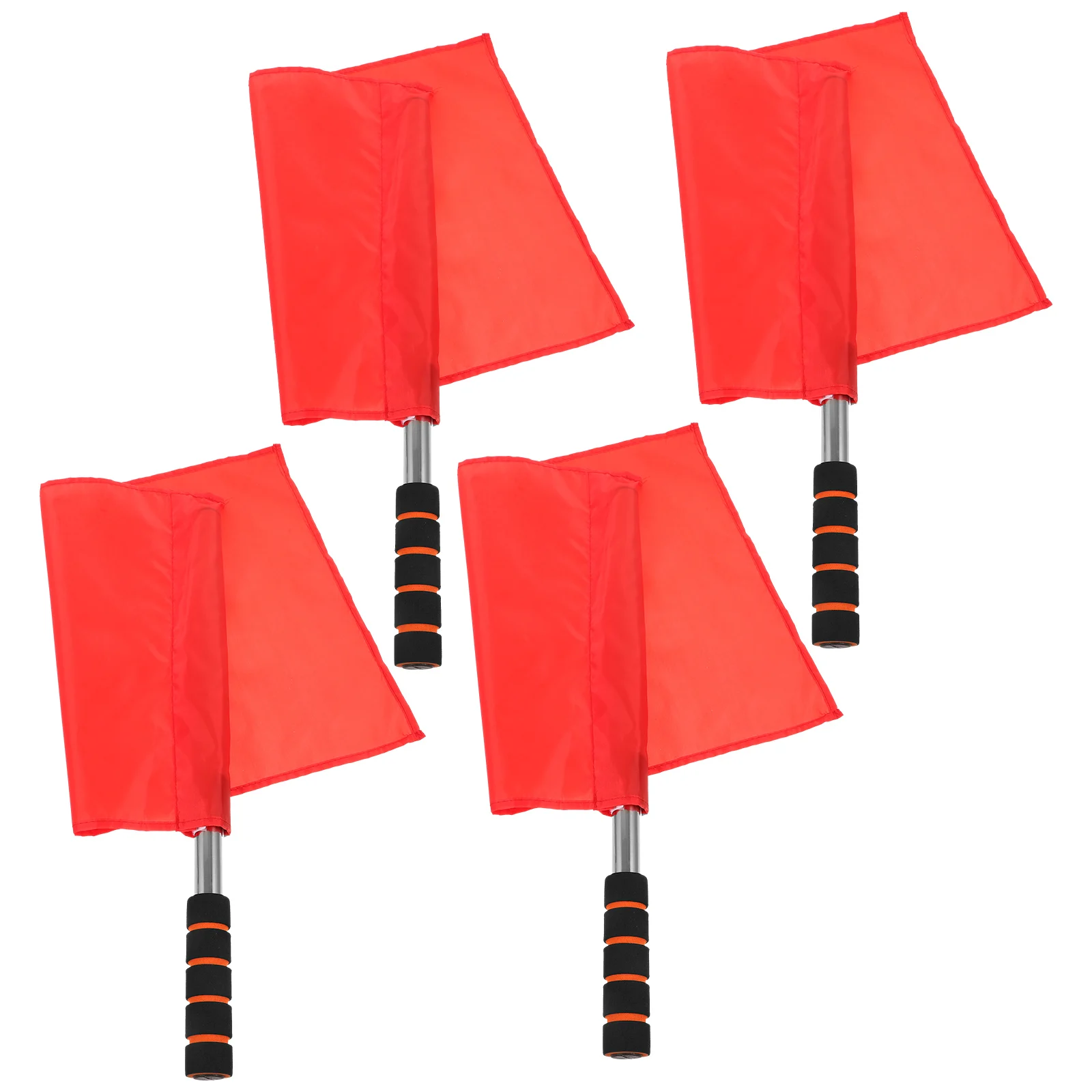 

4pcs Hand Signal For Sports Referee Lightweight Stainless Steel Pole Waving Flags With Sponge Grip For Football Match Racing