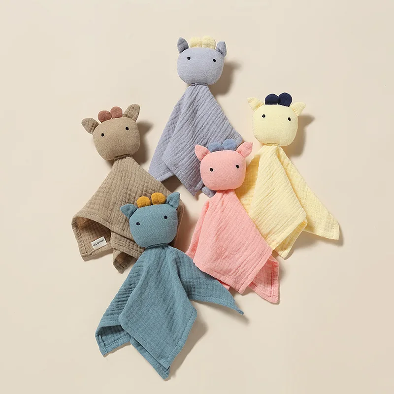 Baby Cotton Muslin Comforter Blanket Newborn Sleeping Dolls Cute Cattle Kids Sleep Toy Soothe Appease Towel Bibs Saliva Towel