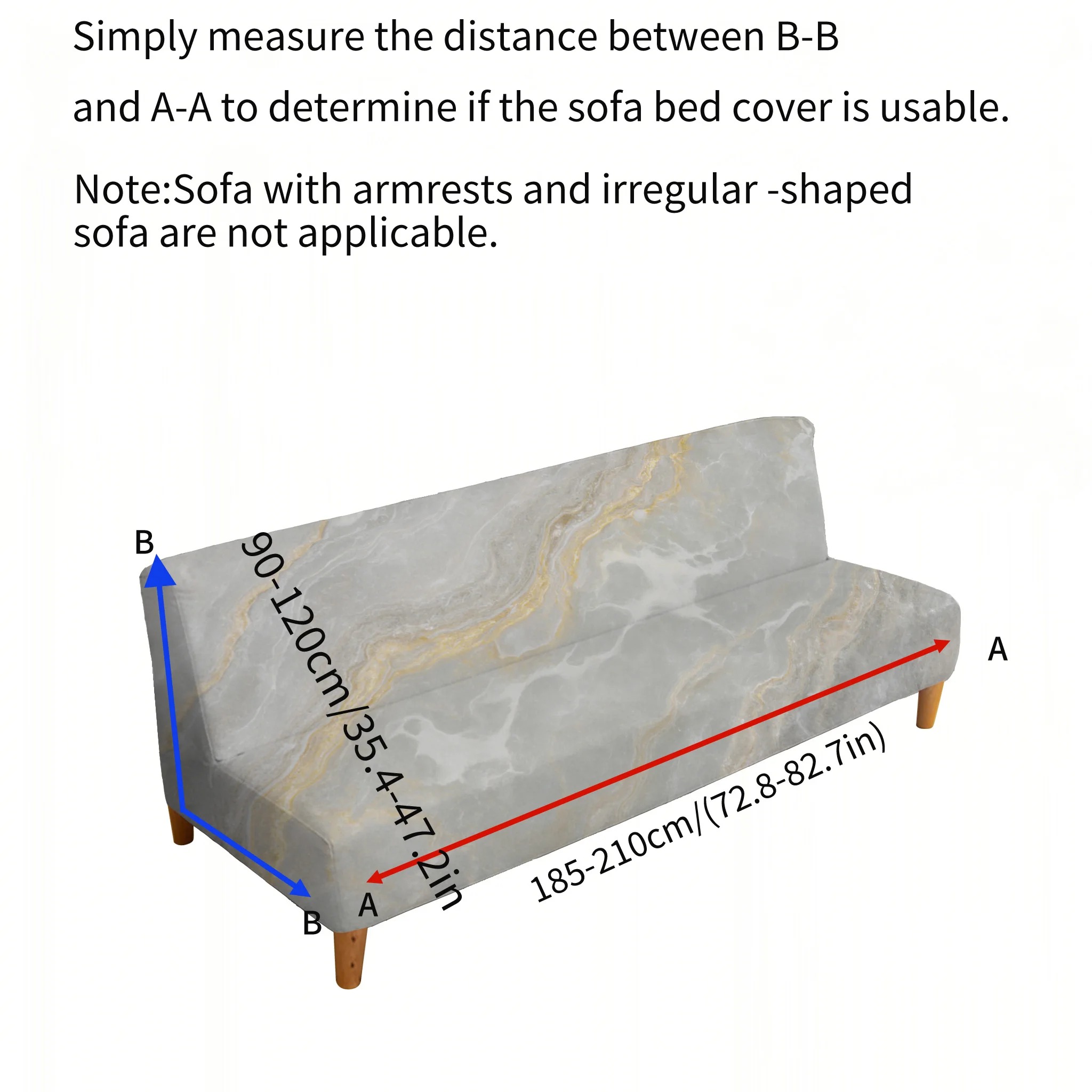 Armrest-Free Elastic Printed Sofa Bed Cover, Living Room Home Decoration, Modern Simple Marble Pattern