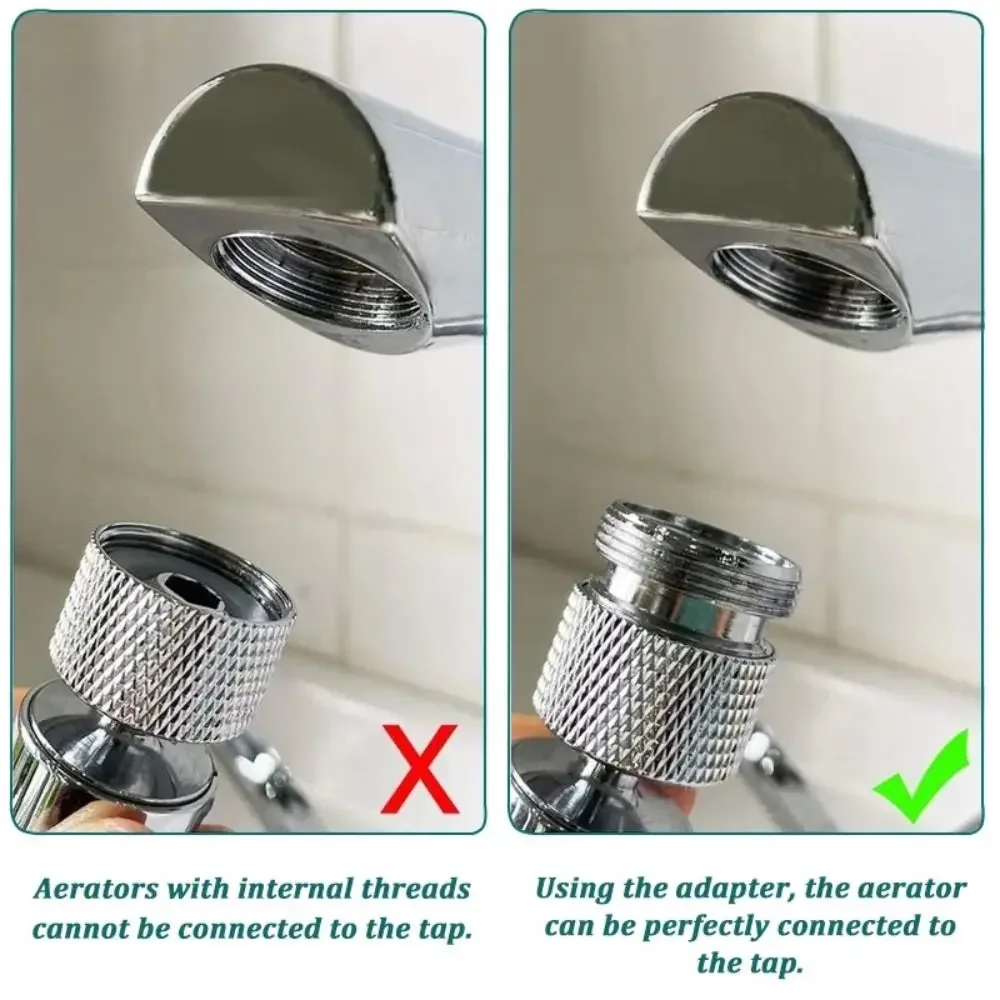 18/20/22/24mm To 22mm Water Filter Adapter Kitchen Faucet Saving Tap Aerator Connector Metal Bathroom Accessories With Washer