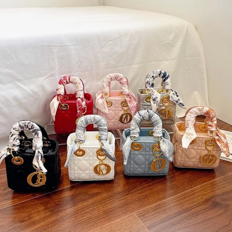 Изысканная мини-сумка принцессы Дианы, новая женская ручная маленькая сумка, маленькая квадратная сумка через плечо на одно плечо в форме ромба