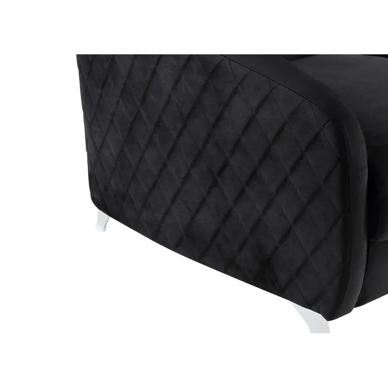 كرسي بذراعين أنيق وحديث مقاس 36 بوصة باللون الأسود المخملي - جلوس أنيق لغرفة المعيشة أو غرفة النوم أو المكتب، مريح وأنيق