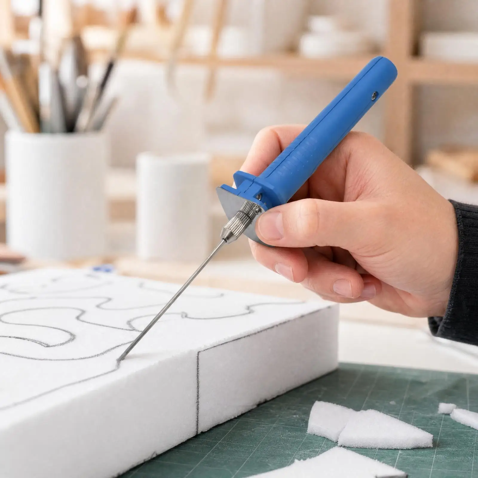 Craft Foam Cutting Pen with Stainless Steel Wire Hot Wire Cutter for Sculpting Foam Blocks and Creative Leisure Projects
