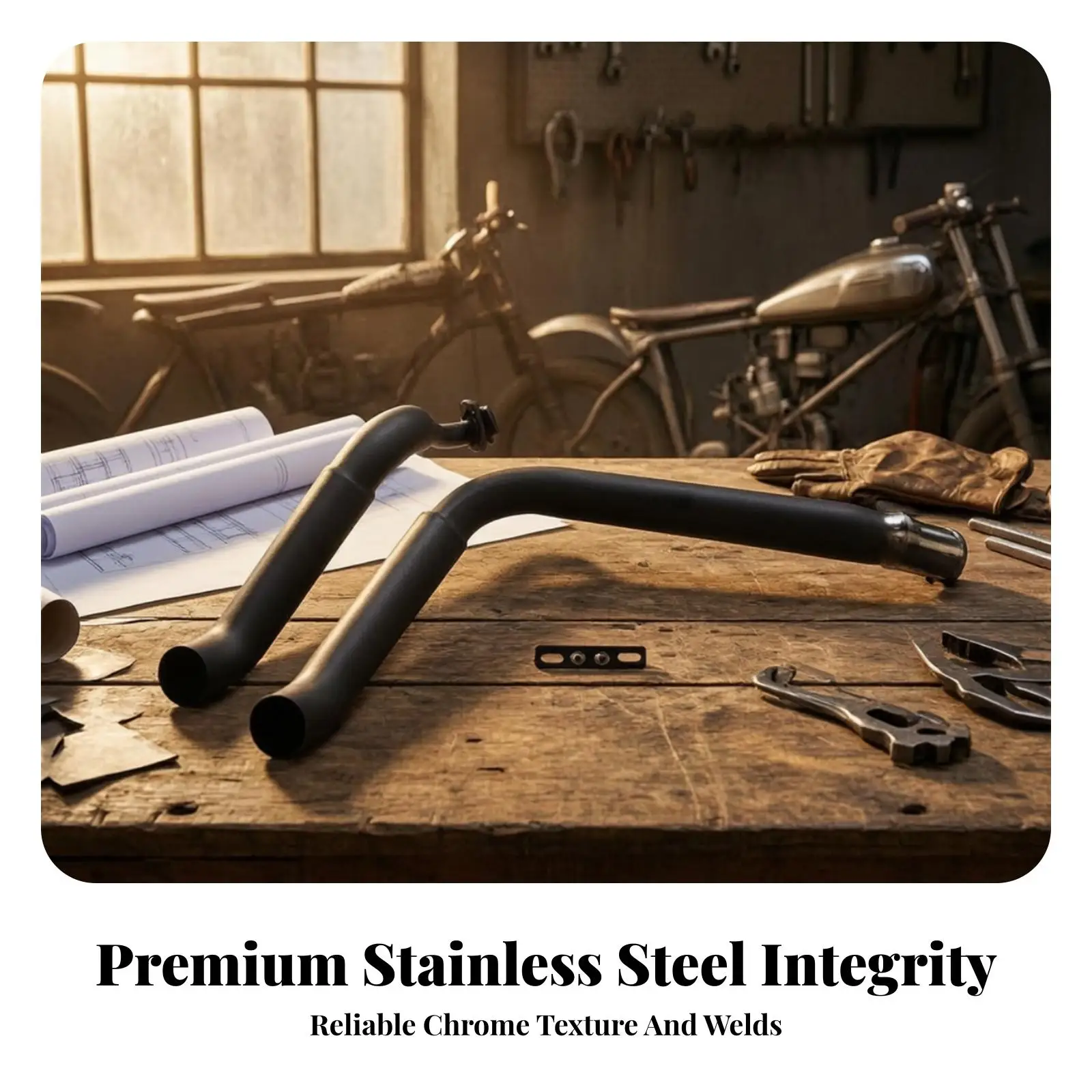 Twin Outlet Motorcycle Exhaust Pipe Stainless Steel 45 Degree Bent Tube for Universal XV125 XV