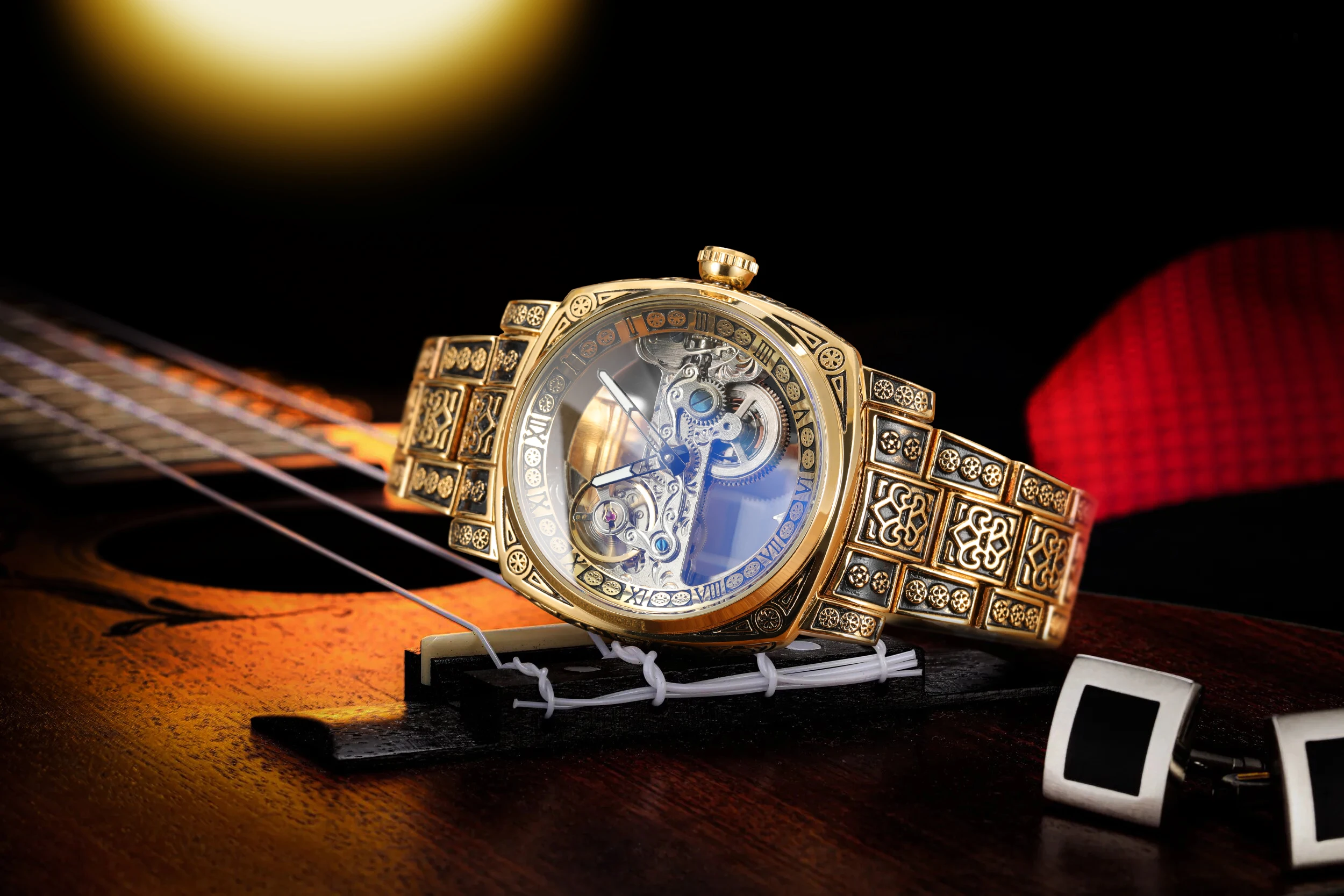 Forsining خمر نحت ساعات رجالي فاخرة التلقائي الميكانيكية ساعة اليد مقاوم للماء الهيكل العظمي مؤشرات مضيئة ساعة الذكور