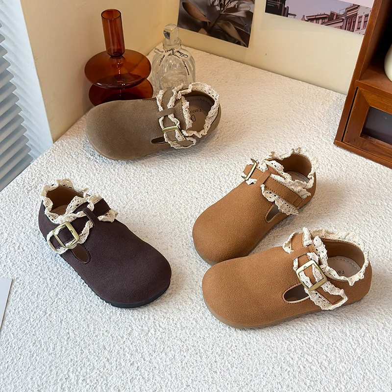 الفتيان الفتيات الأخفاف الرجعية عدم الانزلاق الحلو الاطفال حذاء مسطح لينة وحيد 2025 موضة جديدة للأطفال أحذية من الجلد هوك وحلقة أنيقة #3