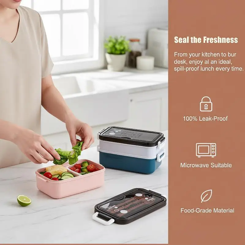 Japanese-Style Bento Box Double-Layer Lunch Box Sealed Multi-Layer Lunch Box