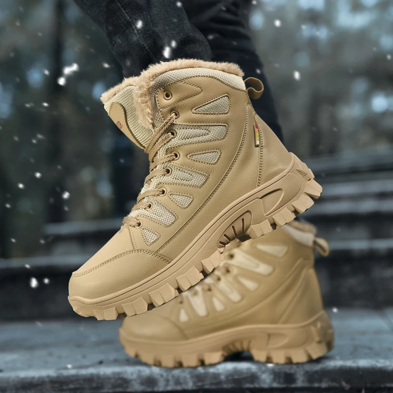 

Winter Snow Boots Men Outdoor Shoes High-top Anti-slip Thick-soled Ankle Boots Warm Comfortable Plush Casual Shoes Zapatillas