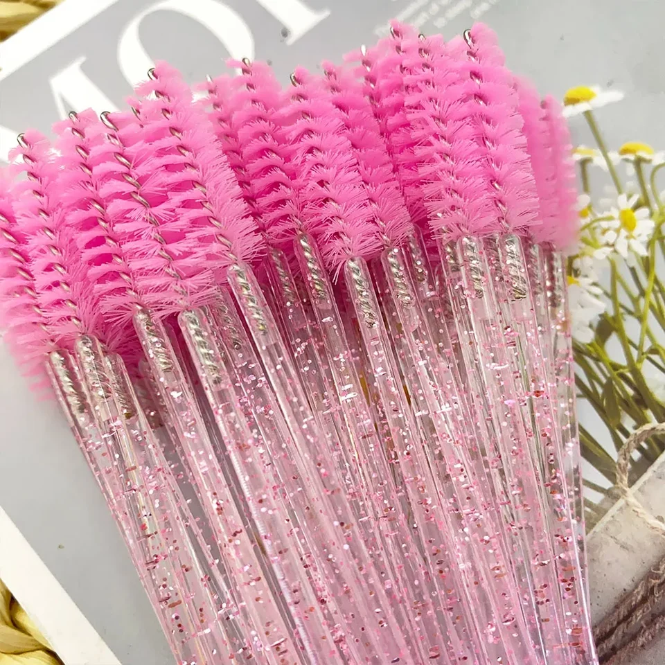 50 brochas de maquillaje desechables para cejas de cristal, mango de diamante, aplicador de máscara, herramientas para extensión de pestañas 4