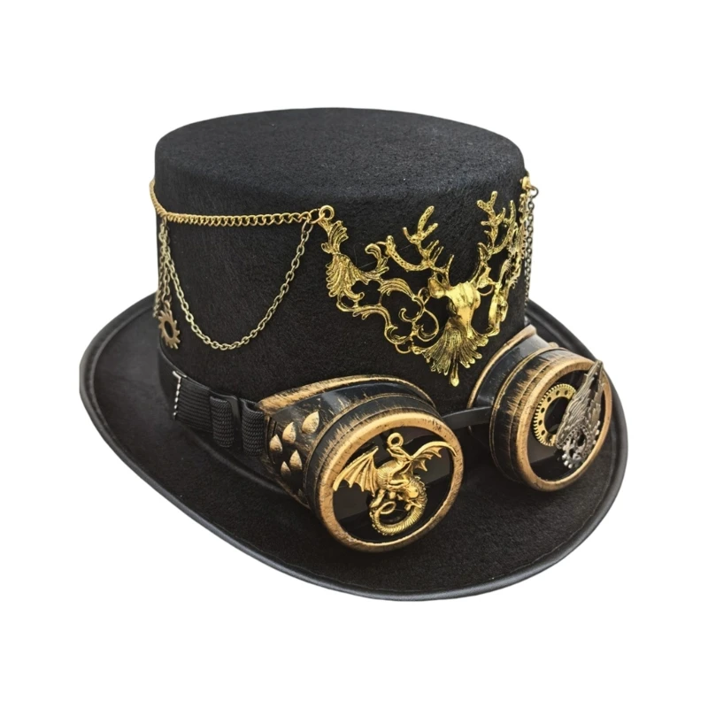 N7YF Stylish Unisex Gothic Cap Delicate Gear Decorations Fashion Costume Hat