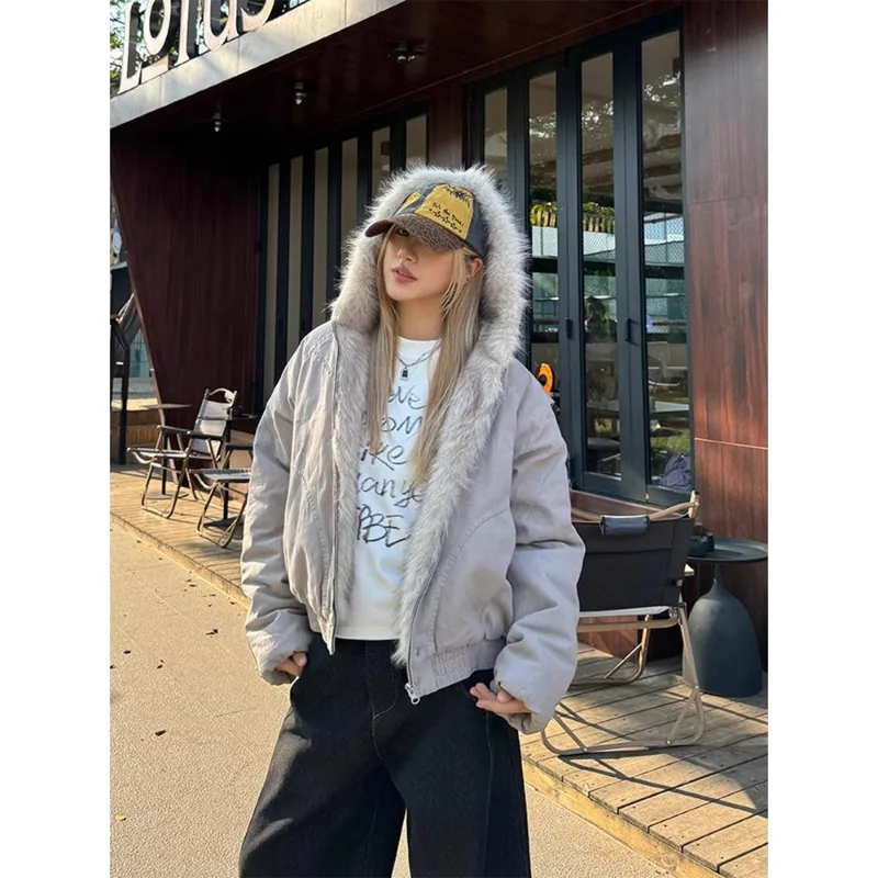 Y2k Women New Jacket Casual Simple Comfortable Loose Brand Fashion Trend Zipper Popular Thin Superior Short Hooded Cotton Coat