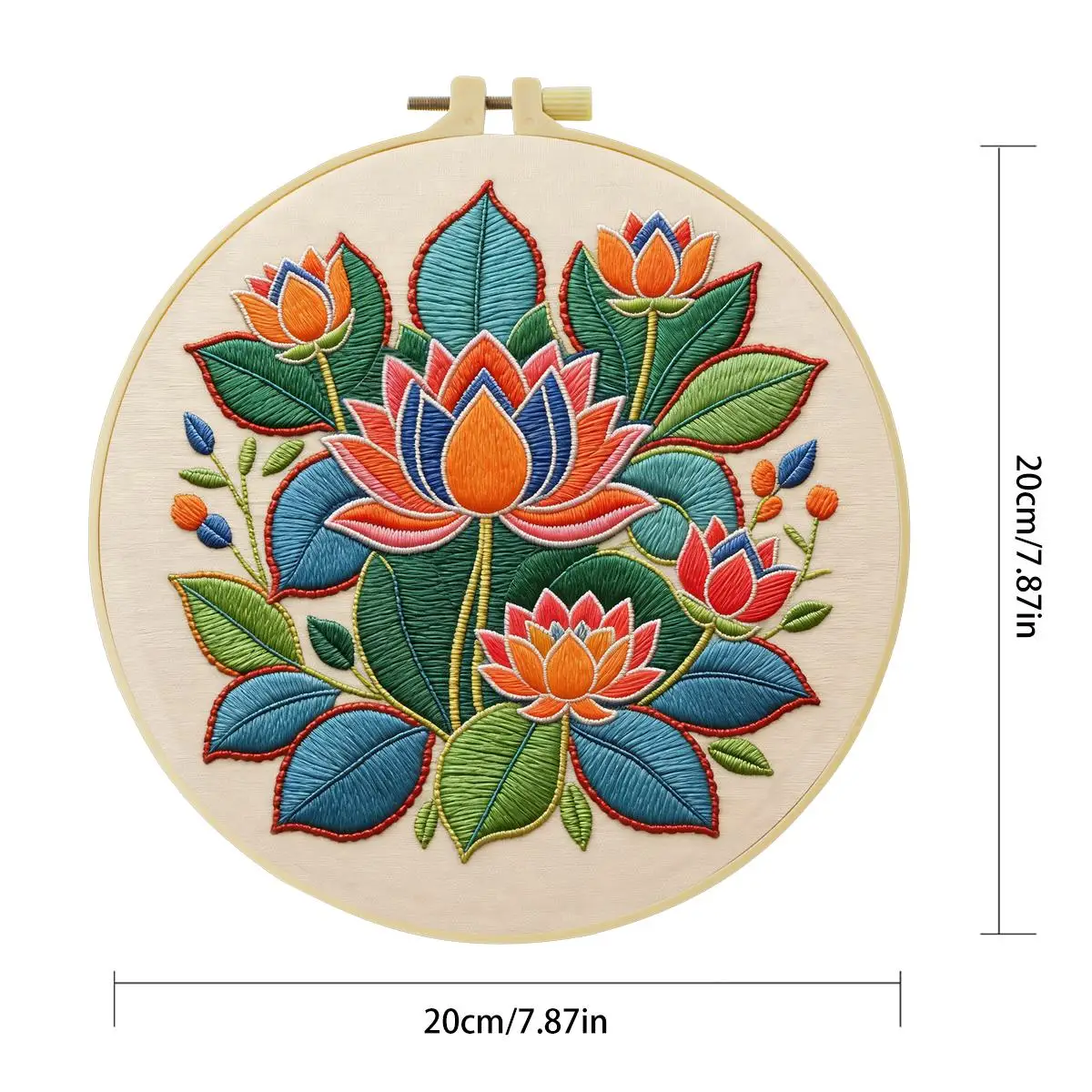 1 Stück 20X20CM/15X15CM 7,87/6,3 Zoll Lotusblumen-Stickerei-Starter-Kit DIY-Kit DIY-Stickerei-Set Handarbeiten Heimdekoration – Detail 4