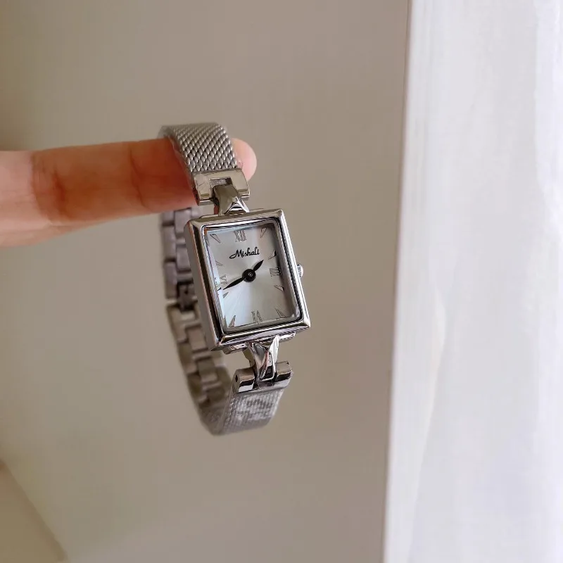 Ice Blue Premium Sense Square Steel Strap Watch Women Workplace Girls Ladies Women's Watches