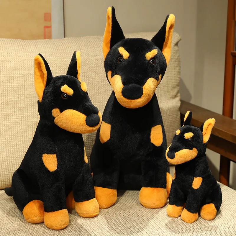 

Плюшевая игрушка-собака доберман-пинчер, имитация реалистичного питомца, 30-55 см, мягкая, пушистая, милая собачка, подарок для девочек, кукла-антистресс