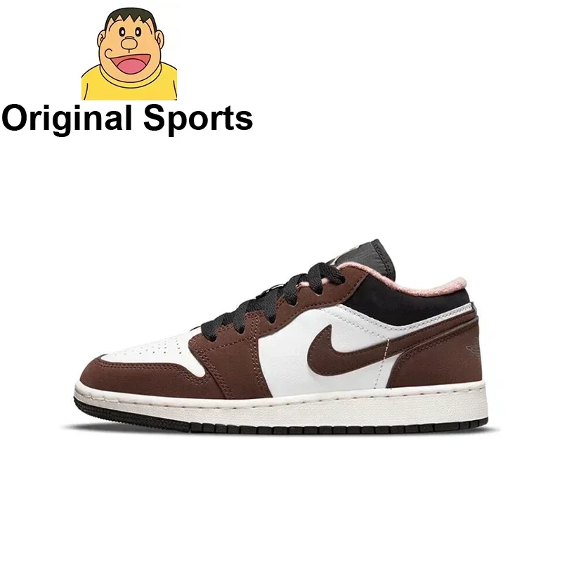 Air Jordan 1 Low Chocolate Brown White GS Size For Women's Low Top Retro Class Basketball Shoes Sneakers DM0589-200