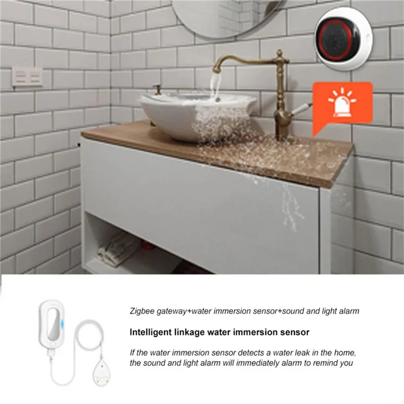 Tuya Zigbee مستشعر صوت وضوء ذكي ، 100 ديسيبل ، 2 في 1 ، بطارية إنذار ، USB ، طاقة مزدوجة ، أعمال منزلية ذكية