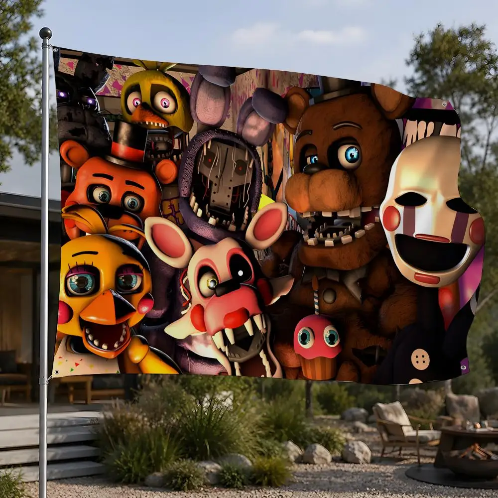 Game Five Nights at Freddy's Flags Flags Minimalist Fabric   Outdoor Garden Banner Hanging Sign for Shop Home Decor