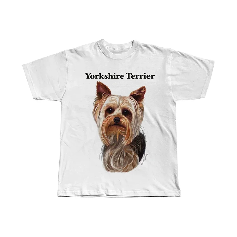 2025 nueva camiseta gris Lifeshop oso de peluche perro Pomerania parejas masculinas y femeninas moda mascota manga corta algodón puro