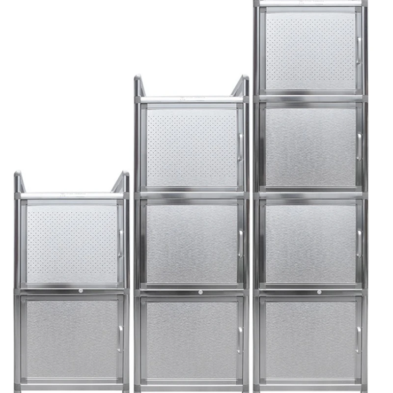 

Simple brushed aluminum alloy cupboard Stainless steel cupboard Tea cabinet Kitchen storage Multifunctional dining side