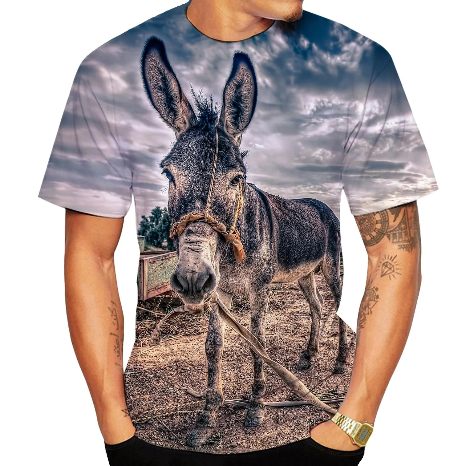 Funny Donkey T-Shirts Animal 3D Print Men Woman Streetwear Casual Short Sleeve T Shirts Oversized Harajuku Kid Top Tees Clothing